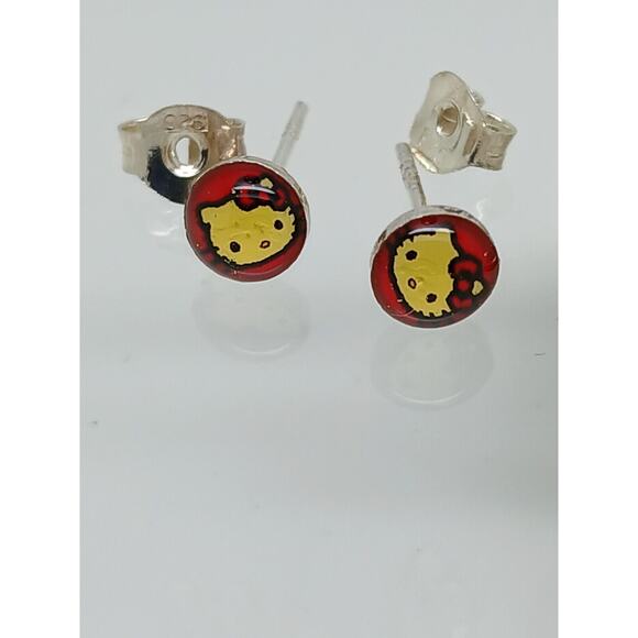 Vintage Estate Jewelry NOS .925 Sterling Silver HELLO KITTY New Earrings - Picture 2 of 9